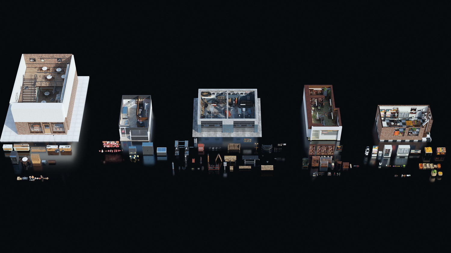 Blender复古咖啡馆面包店杂货店饰品店内饰3D模型 KitBash3D – Neighborhood Shops 样机素材 第2张-素材湾丨精选海外优质设计素材资源 Blender复古咖啡馆面包店杂货店饰品店内饰3D模型 KitBash3D – Neighborhood Shops 样机素材 sucaiwan.com