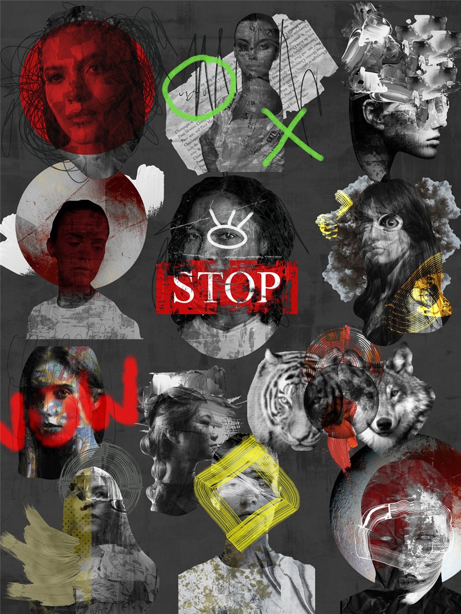 209款做旧粗糙涂鸦艺术单色女性动物纸片线条丙烯酸笔触纹理拼贴画PNG免抠图设计素材 Monochrome Collage Pack 图片素材 sucaiwan.com