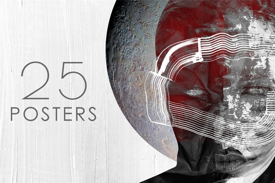 209款做旧粗糙涂鸦艺术单色女性动物纸片线条丙烯酸笔触纹理拼贴画PNG免抠图设计素材 Monochrome Collage Pack 图片素材 sucaiwan.com