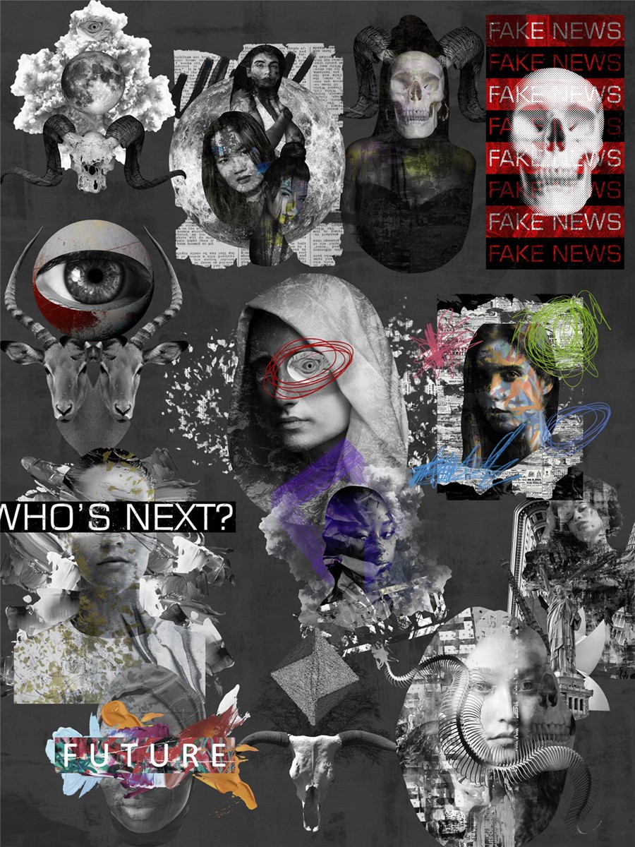 209款做旧粗糙涂鸦艺术单色女性动物纸片线条丙烯酸笔触纹理拼贴画PNG免抠图设计素材 Monochrome Collage Pack 图片素材 sucaiwan.com