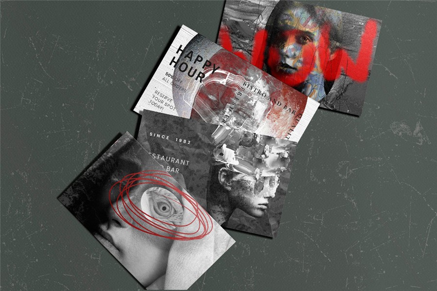 209款做旧粗糙涂鸦艺术单色女性动物纸片线条丙烯酸笔触纹理拼贴画PNG免抠图设计素材 Monochrome Collage Pack 图片素材 sucaiwan.com