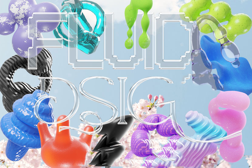 抽象3D艺术流体几何抽象图形PNG平面UI设计元素模型包 Craftwork – Fluids 图片素材 sucaiwan.com