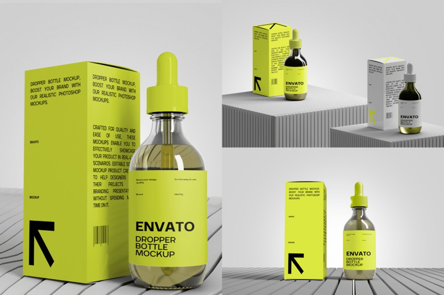 高级质感药物化妆品滴管瓶包装盒设计展示效果图PS贴图样机模板 Dropper Bottle Mockup | Minimalist 样机素材 第1张-素材湾丨精选海外优质设计素材资源 高级质感药物化妆品滴管瓶包装盒设计展示效果图PS贴图样机模板 Dropper Bottle Mockup | Minimalist 样机素材 sucaiwan.com