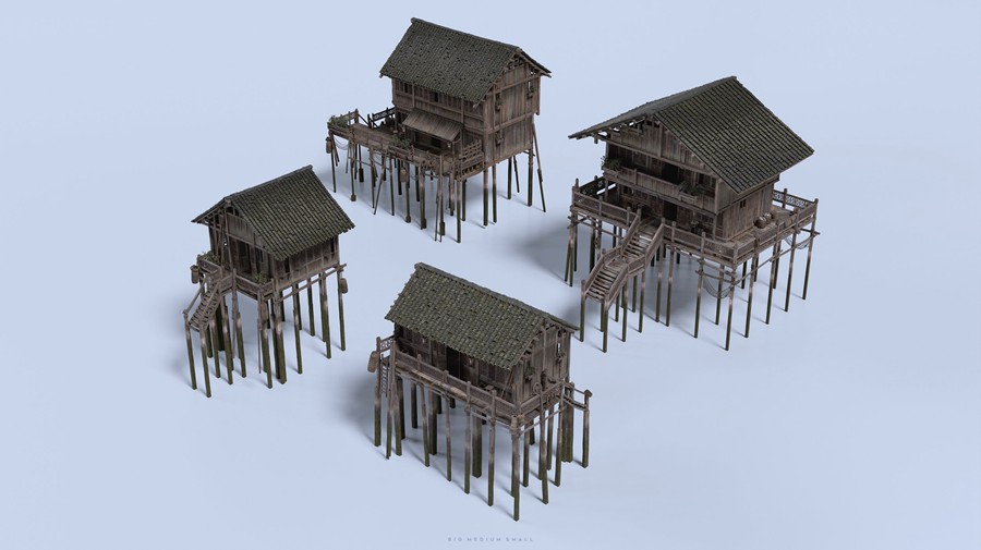 复古海边渔村小镇房屋桥梁木船3D模型UE格式素材 Water Village – BMS Kitbash Set 样机素材 第18张-素材湾丨精选海外优质设计素材资源 复古海边渔村小镇房屋桥梁木船3D模型UE格式素材 Water Village – BMS Kitbash Set 样机素材 sucaiwan.com