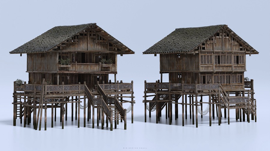 复古海边渔村小镇房屋桥梁木船3D模型UE格式素材 Water Village – BMS Kitbash Set 样机素材 第19张-素材湾丨精选海外优质设计素材资源 复古海边渔村小镇房屋桥梁木船3D模型UE格式素材 Water Village – BMS Kitbash Set 样机素材 sucaiwan.com