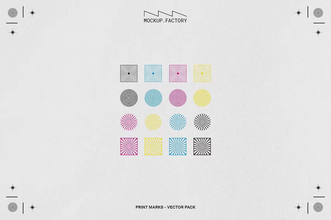 120款的创意CMYK打印印刷出血裁剪标注标记符号PNG免抠图设计素材 Print Marks | 120+ Vector Assets 图片素材 sucaiwan.com