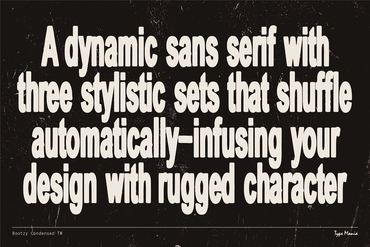 英文字体:复古Y2K粗犷磨损印刷出血趣味logo标题排版无衬线装饰英文字体 Bootzy Condensed TM – Rugged Font 设计素材 第12张-素材湾丨精选海外优质设计素材资源 英文字体:复古Y2K粗犷磨损印刷出血趣味logo标题排版无衬线装饰英文字体 Bootzy Condensed TM – Rugged Font 设计素材 sucaiwan.com