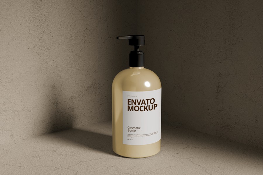 混凝土背景化妆品按压泵瓶包装瓶设计展示效果图PS贴图样机模板素材 Cosmetic Pump Bottle Mockup | Beige 样机素材 第3张-素材湾丨精选海外优质设计素材资源 混凝土背景化妆品按压泵瓶包装瓶设计展示效果图PS贴图样机模板素材 Cosmetic Pump Bottle Mockup | Beige 样机素材 sucaiwan.com