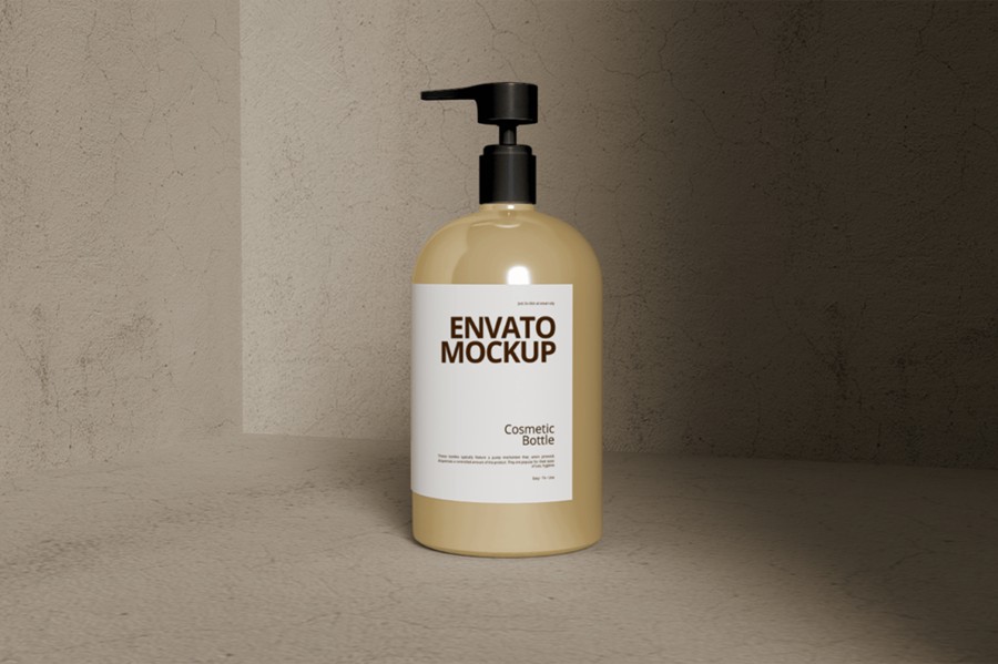 混凝土背景化妆品按压泵瓶包装瓶设计展示效果图PS贴图样机模板素材 Cosmetic Pump Bottle Mockup | Beige 样机素材 第4张-素材湾丨精选海外优质设计素材资源 混凝土背景化妆品按压泵瓶包装瓶设计展示效果图PS贴图样机模板素材 Cosmetic Pump Bottle Mockup | Beige 样机素材 sucaiwan.com