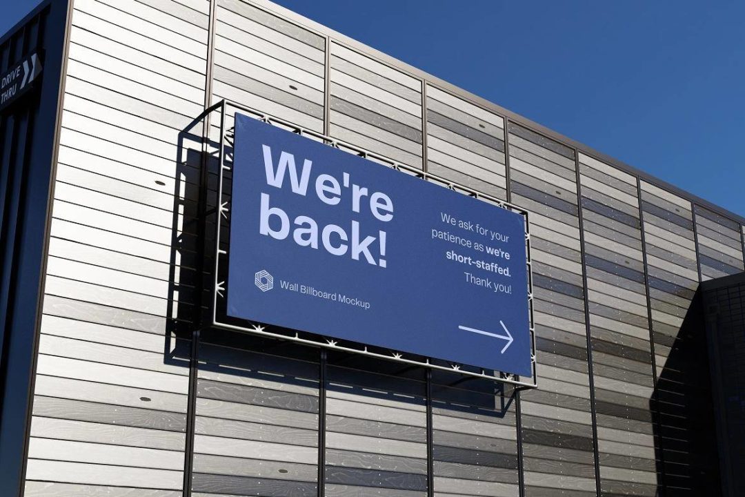 逼真墙面宣传海报广告牌设计展示效果图PS贴图样机模板素材 Wall Billboard Mockup 样机素材 sucaiwan.com