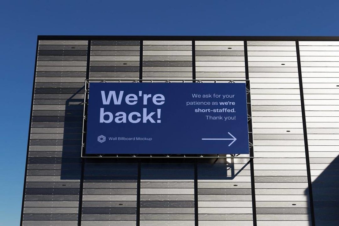 逼真墙面宣传海报广告牌设计展示效果图PS贴图样机模板素材 Wall Billboard Mockup 样机素材 sucaiwan.com