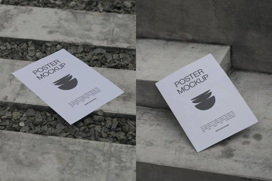 7款真实拍摄广告宣传单页海报展示效果图PS贴图样机模板素材 Outdoor Poster Mockup 样机素材 sucaiwan.com