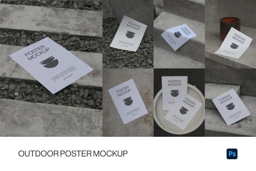 7款真实拍摄广告宣传单页海报展示效果图PS贴图样机模板素材 Outdoor Poster Mockup 样机素材 sucaiwan.com