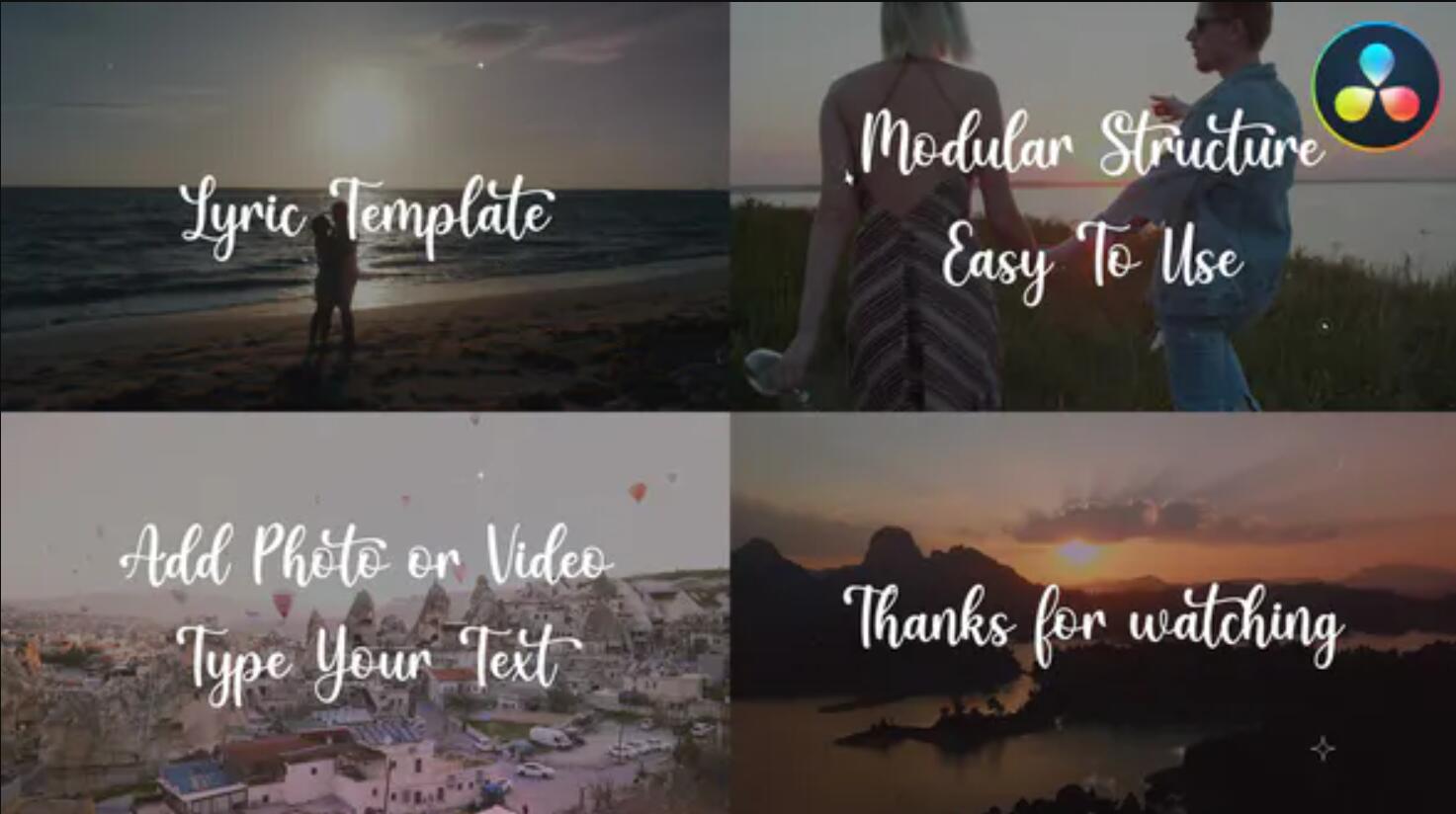 达芬奇模板：25种浪漫婚礼MV音乐字幕歌词唱词效果动画 , sucaiwan.com