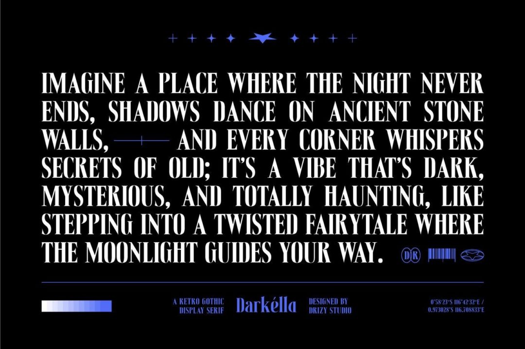 优雅复古哥特式品牌海报邀请函设计衬线英文字体安装包 Darkella – Retro Gothic Display Serif Font 设计素材 sucaiwan.com