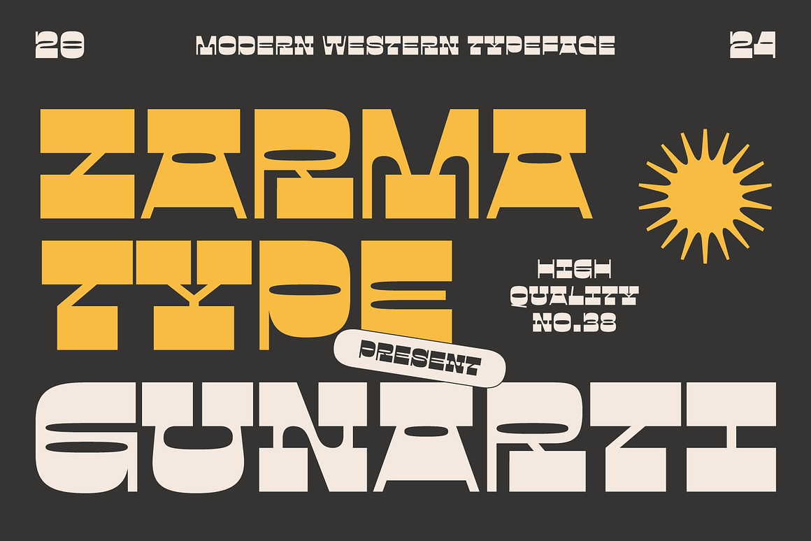 复古怀旧逆反差品牌海报徽标设计装饰英文字体安装包 Gunarti – Wide Western Font 设计素材 sucaiwan.com