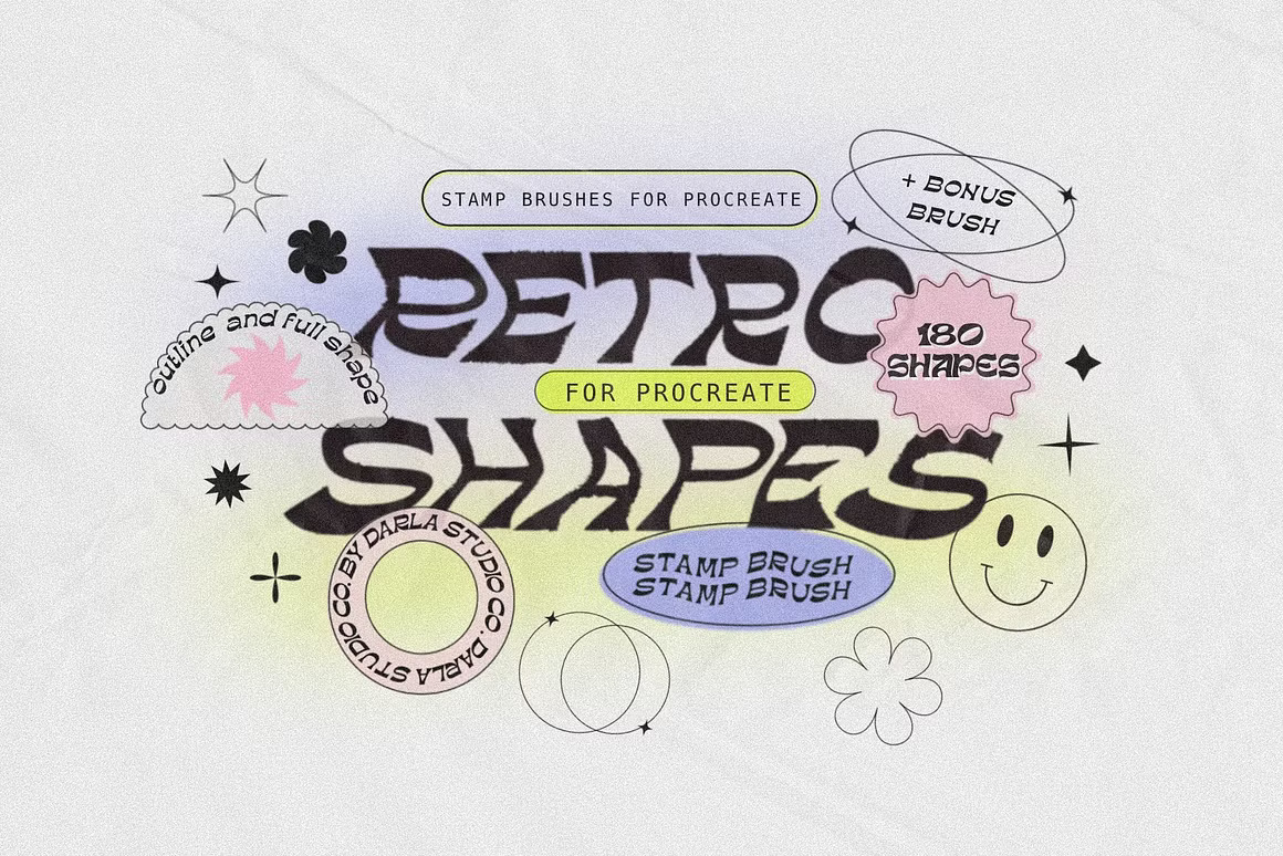 180款复古80年代抽象未来主义贴纸邮票几何形状Procreate笔刷图案设计套装Geometric Shapes Stamps Procreate 笔刷资源 第1张-素材湾丨精选海外优质设计素材资源 180款复古80年代抽象未来主义贴纸邮票几何形状Procreate笔刷图案设计套装Geometric Shapes Stamps Procreate 笔刷资源 sucaiwan.com