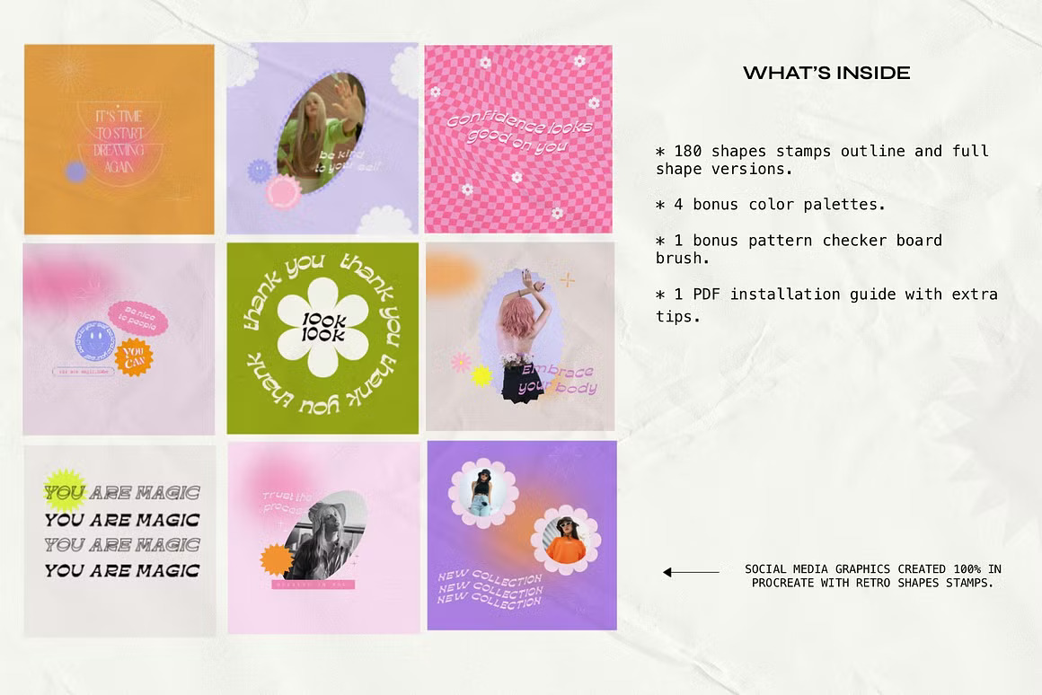 180款复古80年代抽象未来主义贴纸邮票几何形状Procreate笔刷图案设计套装Geometric Shapes Stamps Procreate 笔刷资源 第12张-素材湾丨精选海外优质设计素材资源 180款复古80年代抽象未来主义贴纸邮票几何形状Procreate笔刷图案设计套装Geometric Shapes Stamps Procreate 笔刷资源 sucaiwan.com