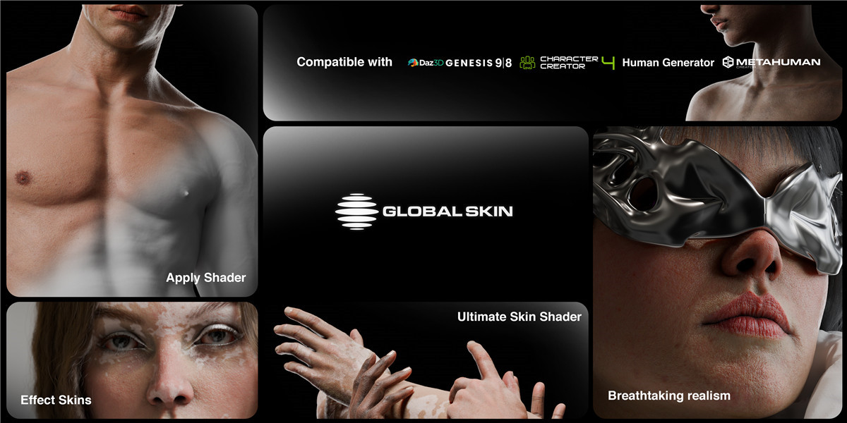 Blender插件:一键生成真实人物皮肤着色器材质贴图预设插件 Globalskin – Ultimate Skin Shader , 第7张-素材湾丨精选海外优质设计素材资源 Blender插件:一键生成真实人物皮肤着色器材质贴图预设插件 Globalskin – Ultimate Skin Shader , sucaiwan.com