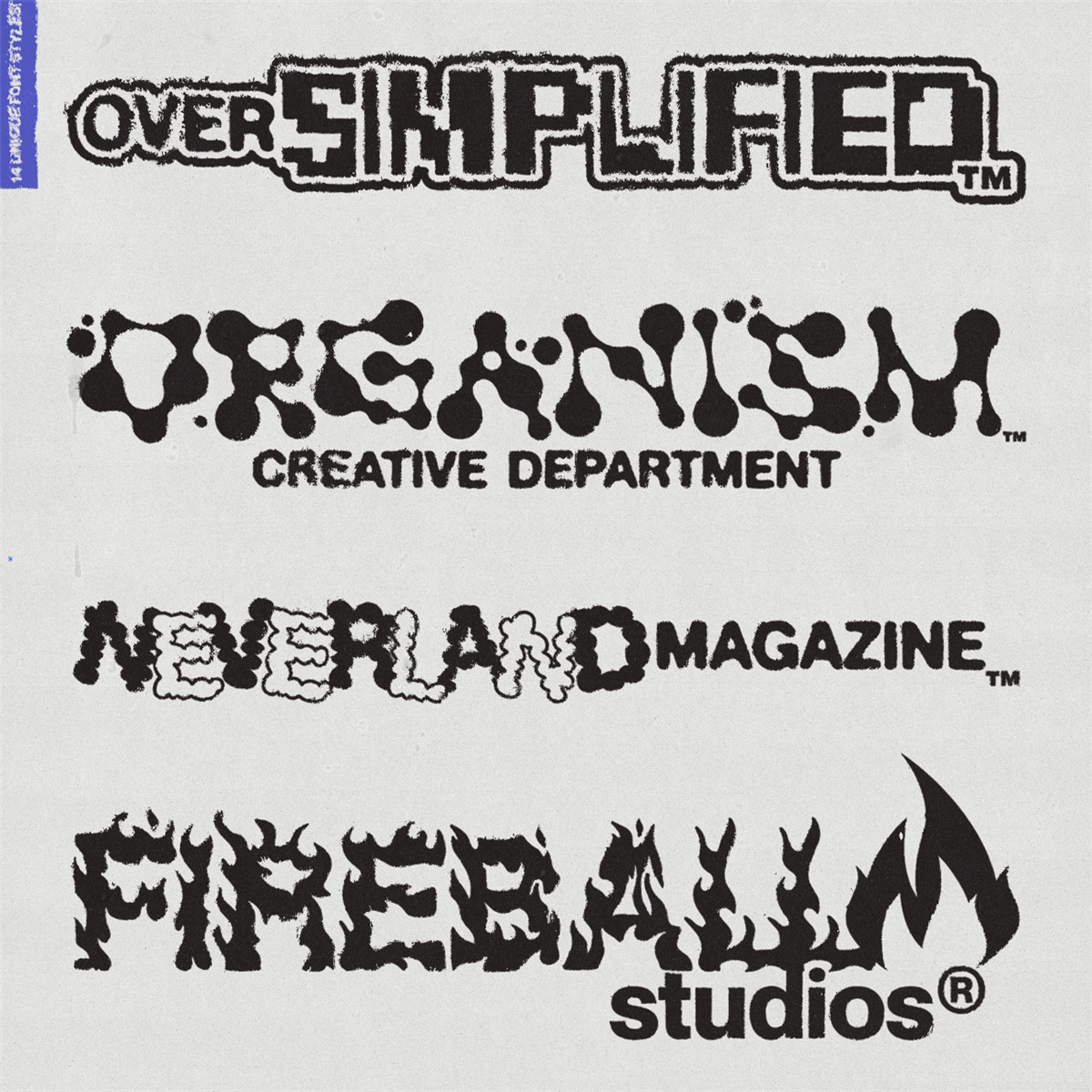 英文字体：14款Y2K趣味抽象几何点阵液化毛刺艺术logo标题设计手写装饰字体 COOL.FONT™ (VOLUME 1) 设计素材 sucaiwan.com