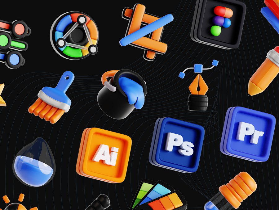 20款时尚科学实验设计软件3D图标Icons设计Blender/PNG/OBJ格式素材 Graphic Design 3D Icon 图标素材 sucaiwan.com