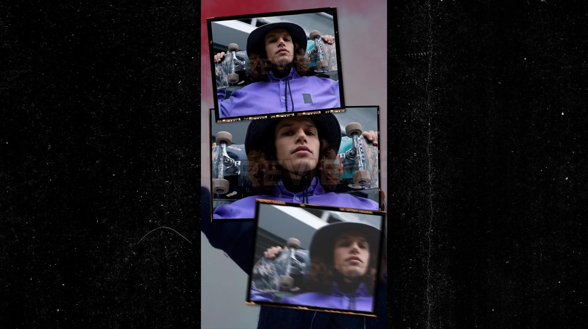 AE/PR模板：10个复古宝丽来电影胶片帧图片竖屏拼贴转场PR/AE模板 , sucaiwan.com