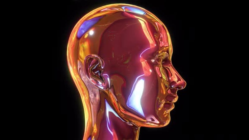 VJ素材：6个抽象酸性镀铬反光人像/人头VJ循环演唱会大屏视频素材 , sucaiwan.com