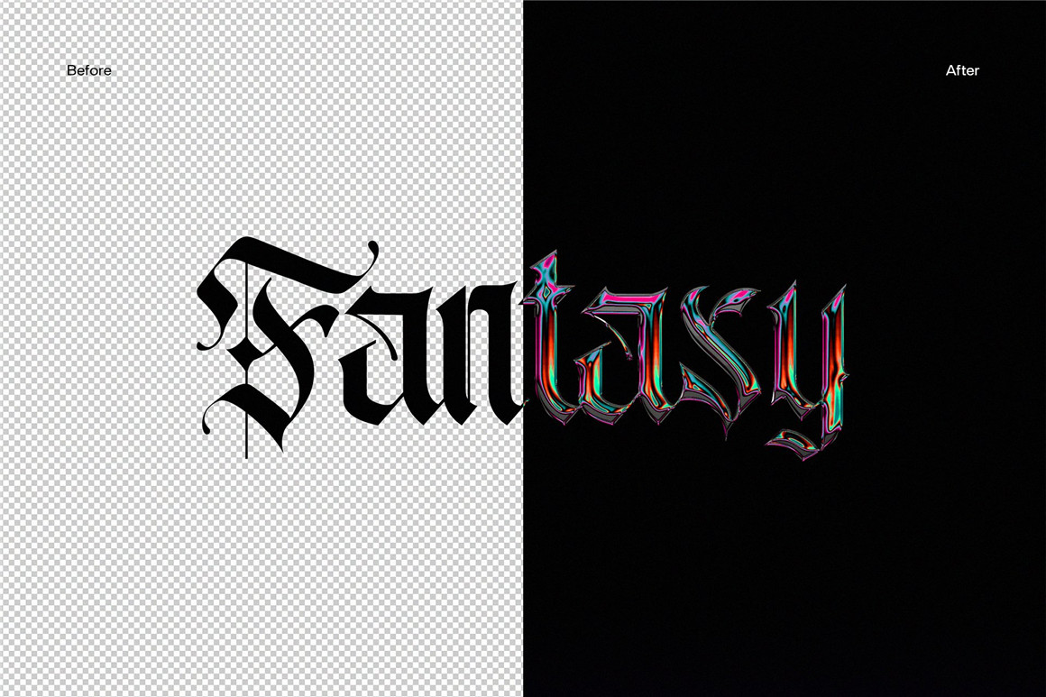 未来科技金属镀铬3D立体文本标题logo特效PSD样机Futurist Neon Chrome Effect 插件预设 sucaiwan.com