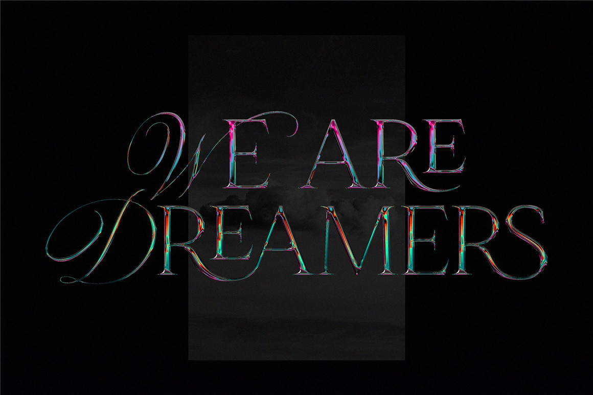 未来科技金属镀铬3D立体文本标题logo特效PSD样机Futurist Neon Chrome Effect 插件预设 sucaiwan.com