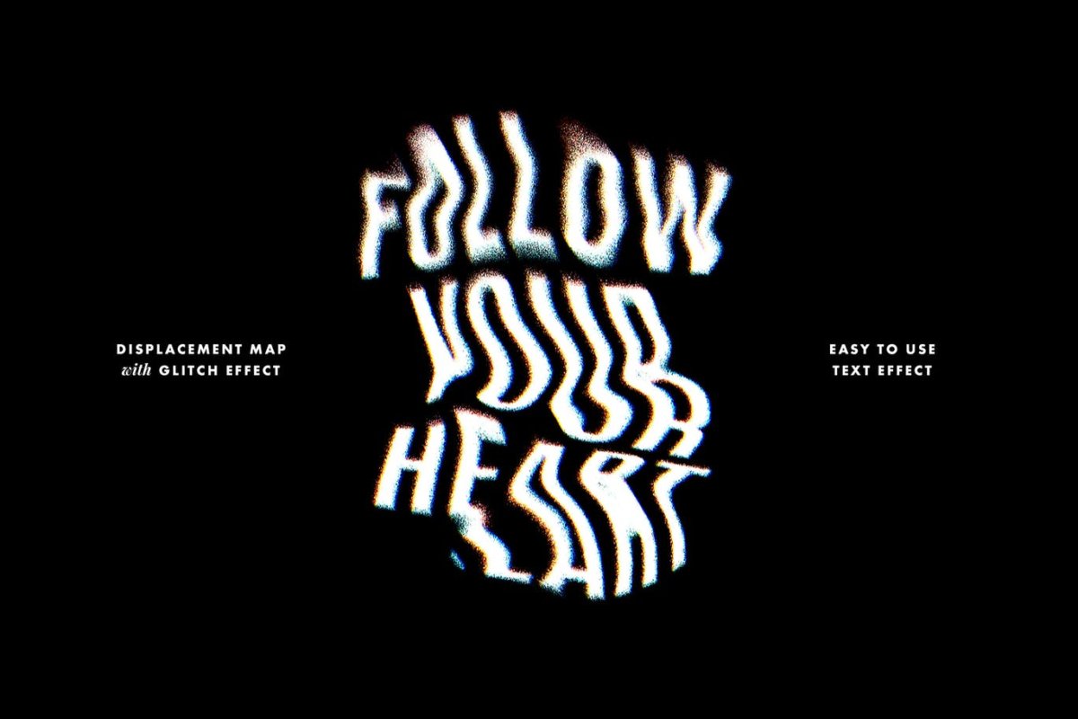 潮流故障失真毛刺扭曲海报标题设计PS样式模板 Chromatic Glitch Text Effects , sucaiwan.com