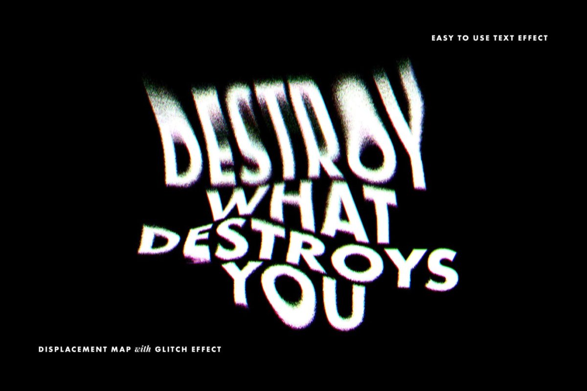 潮流故障失真毛刺扭曲海报标题设计PS样式模板 Chromatic Glitch Text Effects , sucaiwan.com