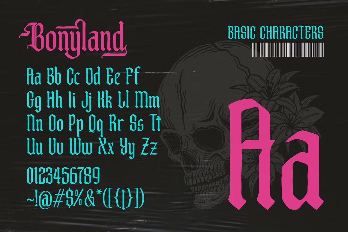优雅复古哥特式品牌海报徽标设计衬线英文字体安装包 Bonyland Blackletter Font 设计素材 sucaiwan.com
