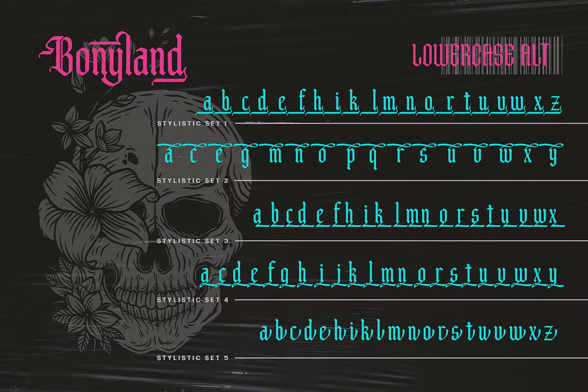 优雅复古哥特式品牌海报徽标设计衬线英文字体安装包 Bonyland Blackletter Font 设计素材 sucaiwan.com