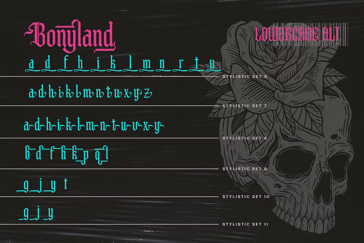 优雅复古哥特式品牌海报徽标设计衬线英文字体安装包 Bonyland Blackletter Font 设计素材 sucaiwan.com