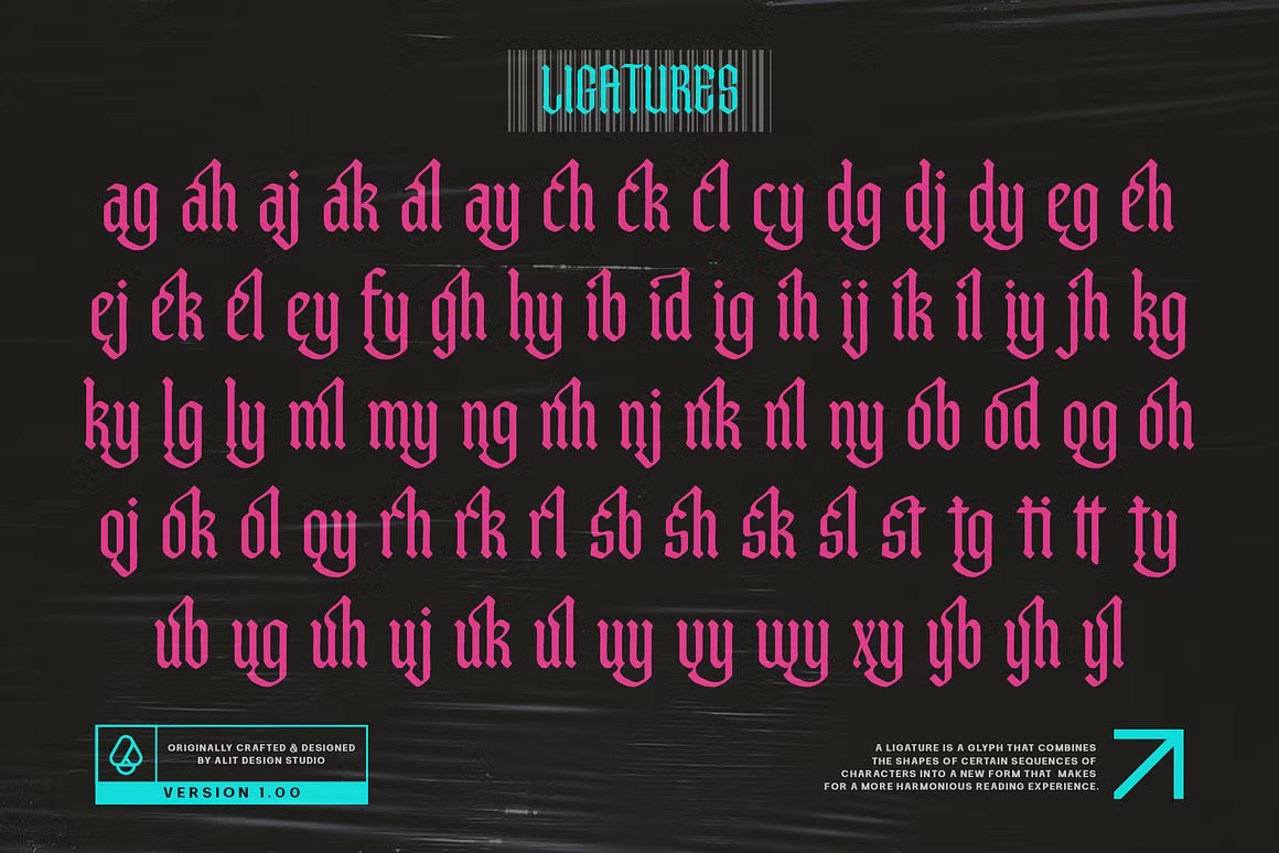 优雅复古哥特式品牌海报徽标设计衬线英文字体安装包 Bonyland Blackletter Font 设计素材 sucaiwan.com