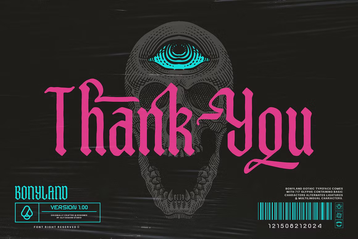 优雅复古哥特式品牌海报徽标设计衬线英文字体安装包 Bonyland Blackletter Font 设计素材 sucaiwan.com
