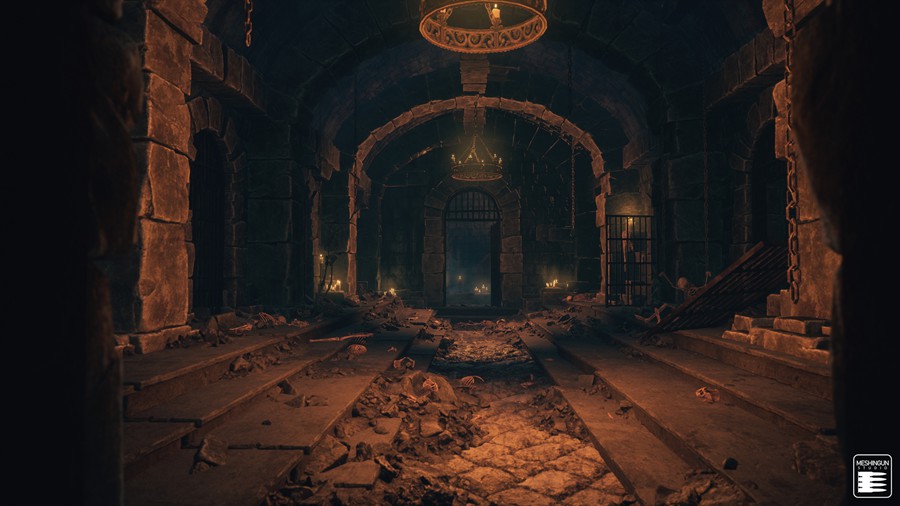 哥特式大教堂室内内部场景3D模型UE格式设计素材 Gothic Interior Megapack 样机素材 sucaiwan.com