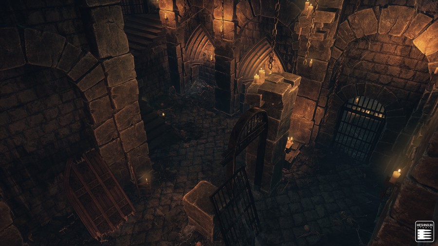 哥特式大教堂室内内部场景3D模型UE格式设计素材 Gothic Interior Megapack 样机素材 sucaiwan.com