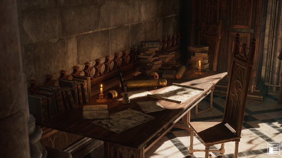 哥特式大教堂室内内部场景3D模型UE格式设计素材 Gothic Interior Megapack 样机素材 sucaiwan.com