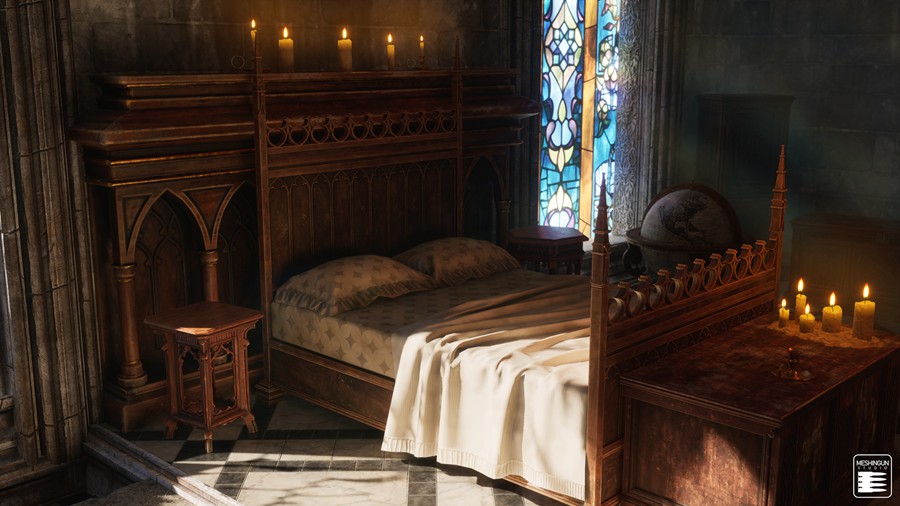 哥特式大教堂室内内部场景3D模型UE格式设计素材 Gothic Interior Megapack 样机素材 sucaiwan.com