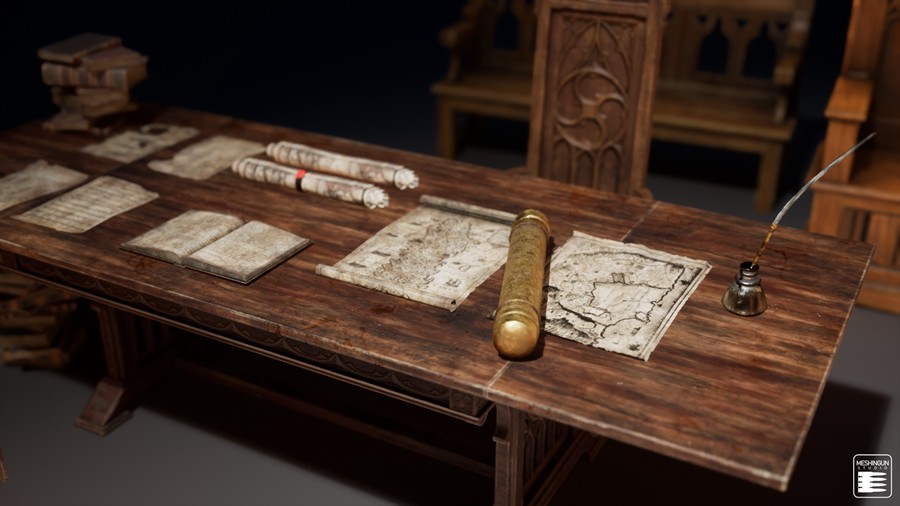 哥特式大教堂室内内部场景3D模型UE格式设计素材 Gothic Interior Megapack 样机素材 sucaiwan.com