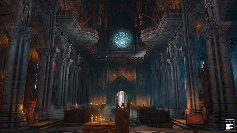 哥特式大教堂室内内部场景3D模型UE格式设计素材 Gothic Interior Megapack 样机素材 sucaiwan.com