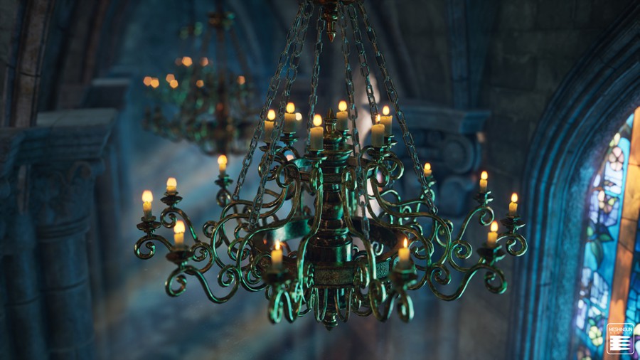 哥特式大教堂室内内部场景3D模型UE格式设计素材 Gothic Interior Megapack 样机素材 sucaiwan.com