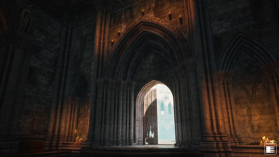 哥特式大教堂室内内部场景3D模型UE格式设计素材 Gothic Interior Megapack 样机素材 sucaiwan.com