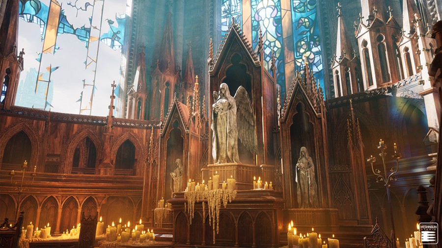 哥特式大教堂室内内部场景3D模型UE格式设计素材 Gothic Interior Megapack 样机素材 sucaiwan.com