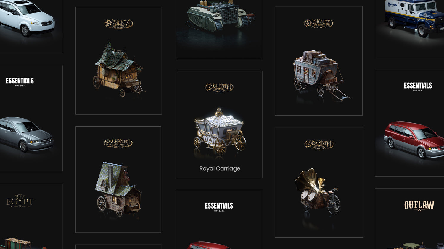 童话冒险奇幻乌托邦风格交通工具3D模型Blender/UE/FBX格式素材 KitBash3D – Enchanted Vehicles 样机素材 第1张-素材湾丨精选海外优质设计素材资源 童话冒险奇幻乌托邦风格交通工具3D模型Blender/UE/FBX格式素材 KitBash3D – Enchanted Vehicles 样机素材 sucaiwan.com