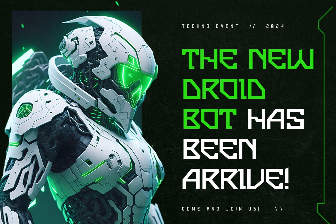 未来科幻赛博朋克海报科技品牌游戏界面设计装饰英文字体安装包 Cybernetic – Cyberpunk Typeface 设计素材 sucaiwan.com