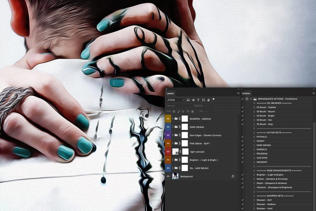 逼真文艺复兴油画画布纹理照片效果PS动作修图滤镜插件设计素材 RENAISSANCE – Oil Painting Actions 插件预设 sucaiwan.com