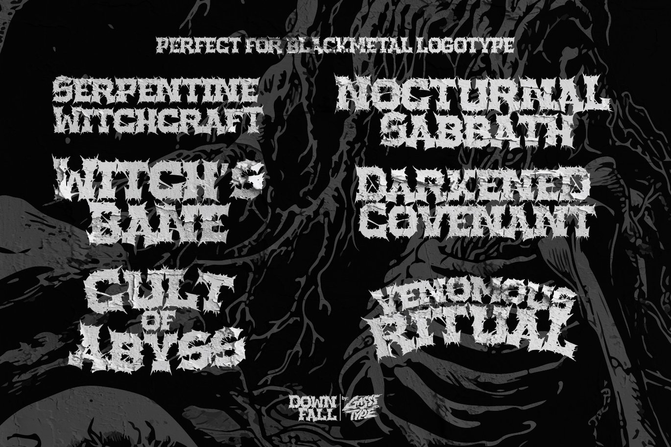 黑暗金属哥特式海报徽标设计装饰英文字体安装包 The Downfall – Black Metal Font 设计素材 sucaiwan.com