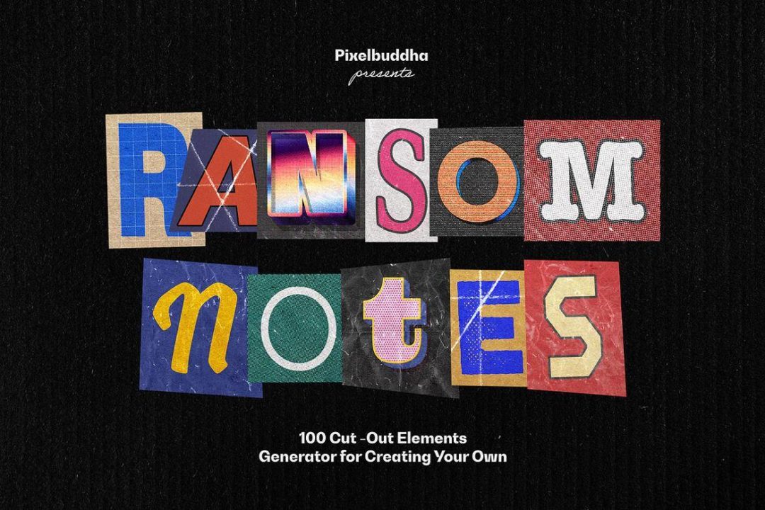 100款复古剪贴拼贴艺术英文字母符号背景图片设计PNG/PSD格式素材 Ransom Letters Collection 图片素材 sucaiwan.com